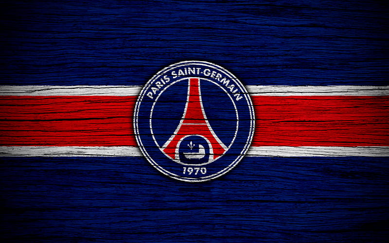PSG France, Liga 1, Paris Saint-Germain, wooden texture, PSG FC, Ligue 1, soccer, football club, FC PSG, Paris Saint-Germain FC, HD wallpaper