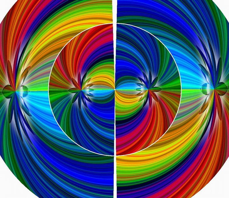 HALF CIRCLE, circles, halves, two, abstract, HD wallpaper