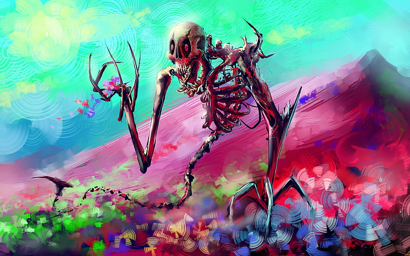 skeleton art, monster, creative, HD wallpaper