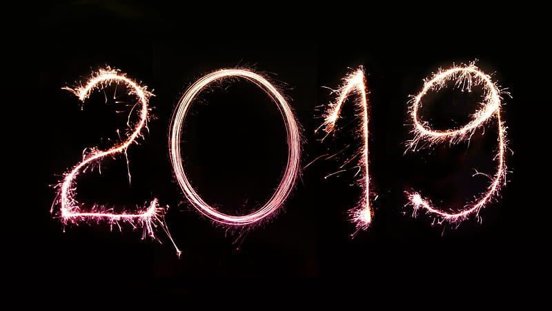 happy new year 2019, sparkle, HD wallpaper