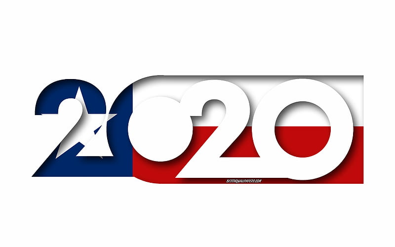 Texas 2020, US state, Flag of Texas, white background, Tennessee, 3d art, 2020 concepts, Texas flag, flags of american states, 2020 New Year, 2020 Texas flag, HD wallpaper