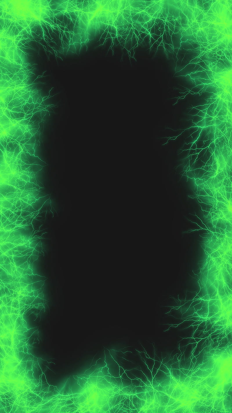 ElectroFrame Green, FMYury, abstract, black, colorful, colors, electric, electro, energy, frame, gradient, light, lighting, lightning, lines, power, HD phone wallpaper