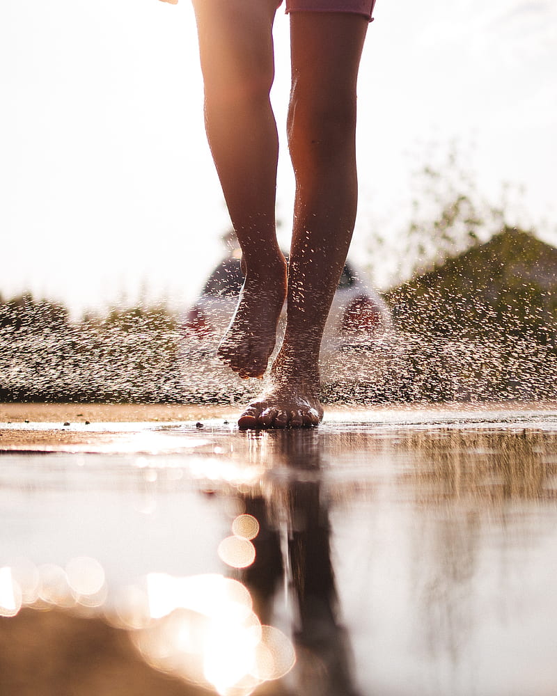 legs, puddle, spray, water, drops, HD phone wallpaper