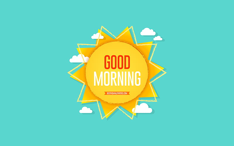 Good morning, sun against the sky, morning concepts, good morning concepts, sun, creative art, good morning postcard, HD wallpaper