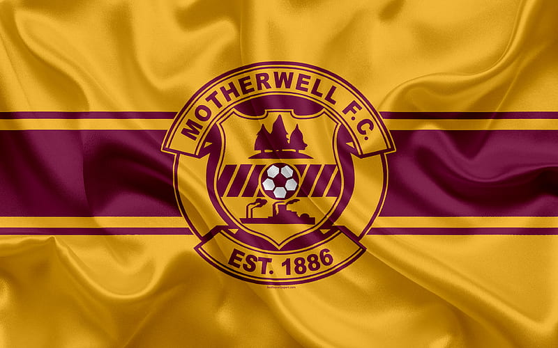 Motherwell FC, Scottish Premiership, Scottish Football Club logo, emblem, flag, football, Motherwell, United Kingdom, Scotland, HD wallpaper