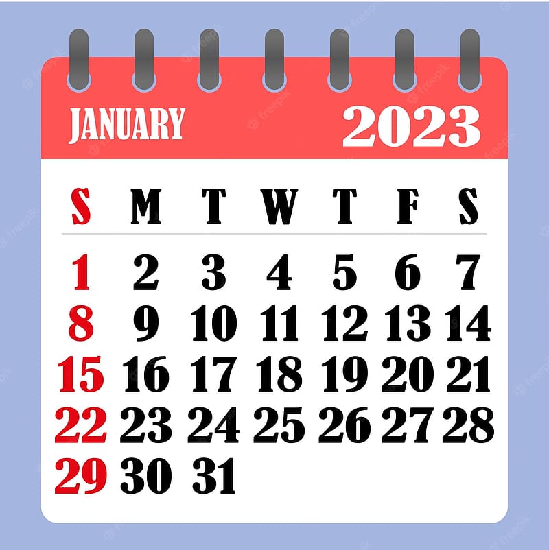 Premium Vector. Letter calendar for january 2023 the week begins on