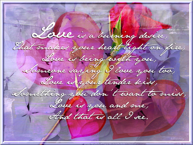 ~ღ.Love.ღ~ , poetry, rose, collage, abstract, red rose, poem, purple, love, heart, pink, HD wallpaper