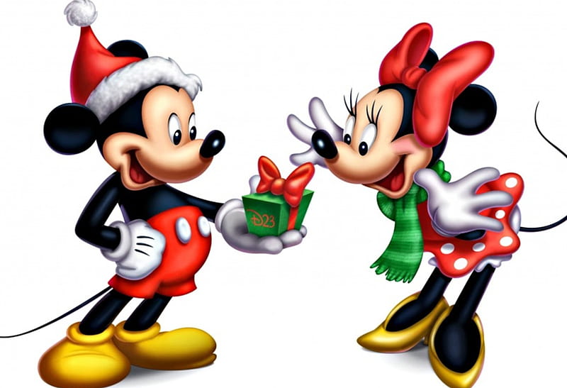 For you, Minnie!, red, craciun, christmas, gift, hat, cute, santa, animation,  HD wallpaper | Peakpx