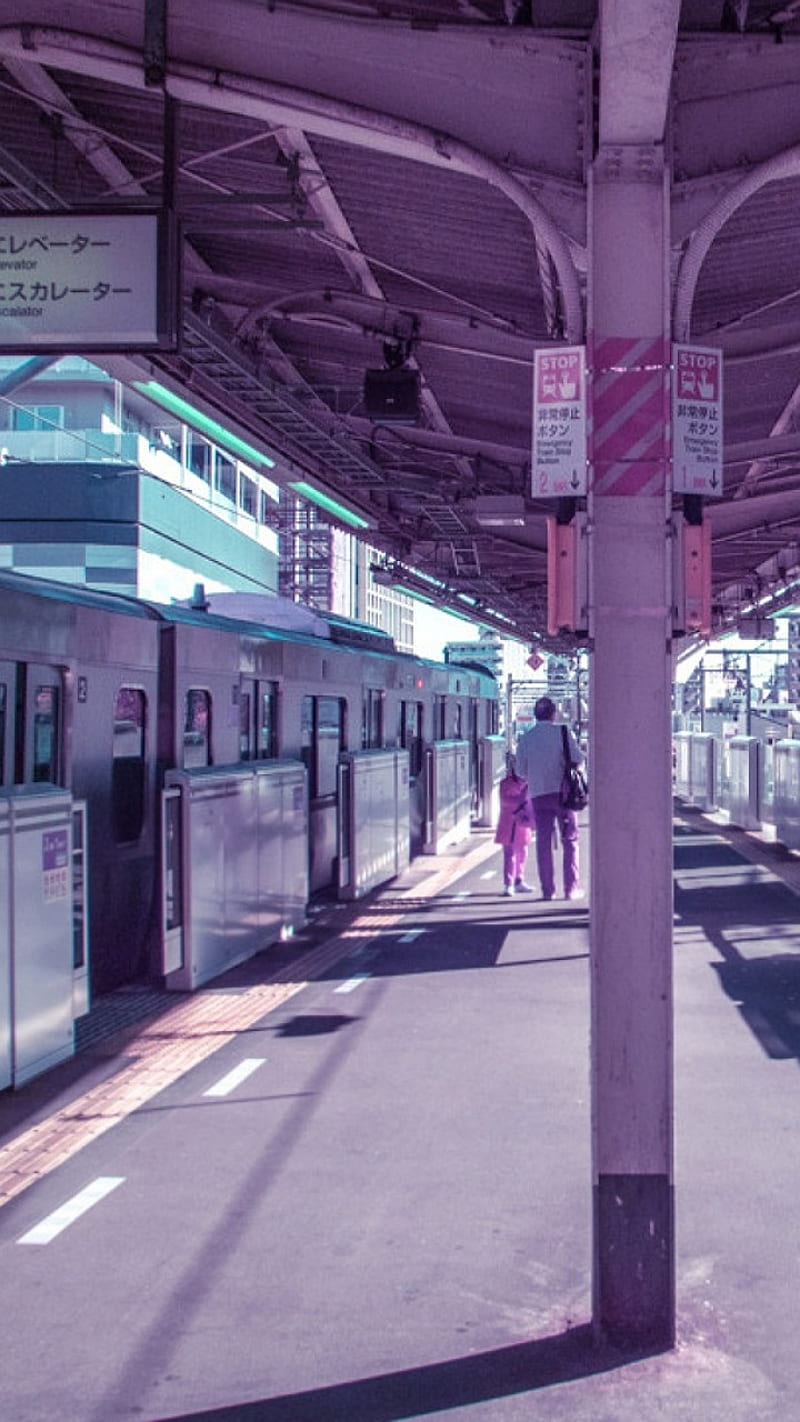 Japan Train Station, aesthetic, lovely, pastel, pink, kawaii, electricity, fresh, HD phone wallpaper