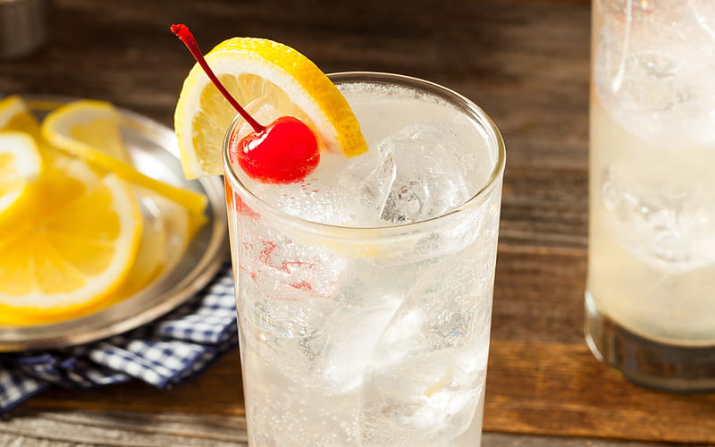 Tom Collins cocktail, gin, lemon juice, sugar, carbonated water, different drinks, Tom Collins, HD wallpaper