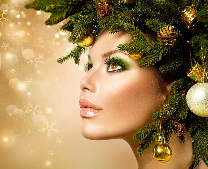 ️, Christmas, Style, Model, Makeup, Hair style, HD wallpaper