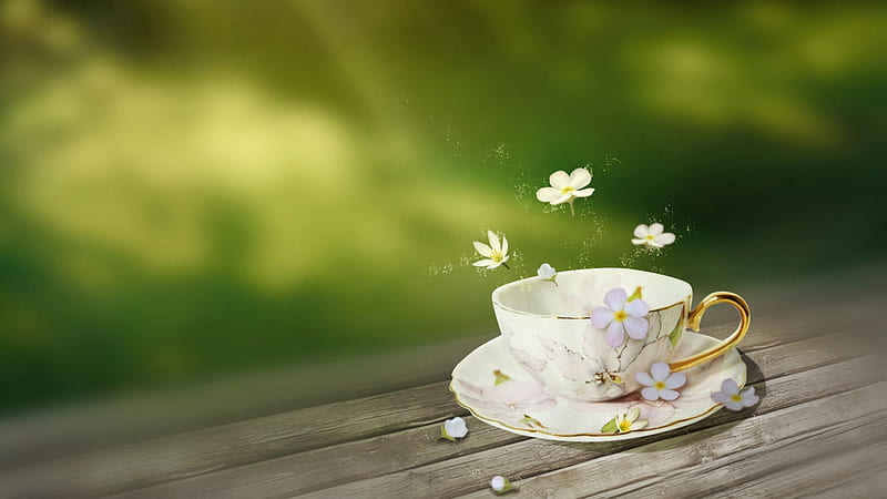 Fresh Tea, Cup, Flowers, Morning, Tea, HD wallpaper | Peakpx