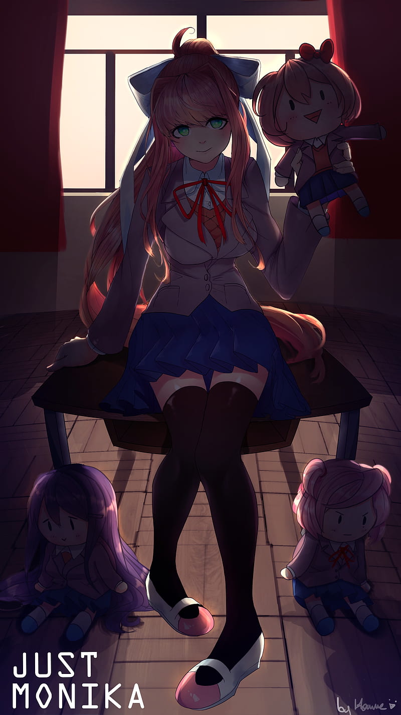 Doki Doki Literature Club, anime girls, Monika (Doki Doki Literature Club), Sayori (Doki Doki Literature Club), Natsuki (Doki Doki Literature Club), Yuri (Doki Doki Literature Club), HD phone wallpaper