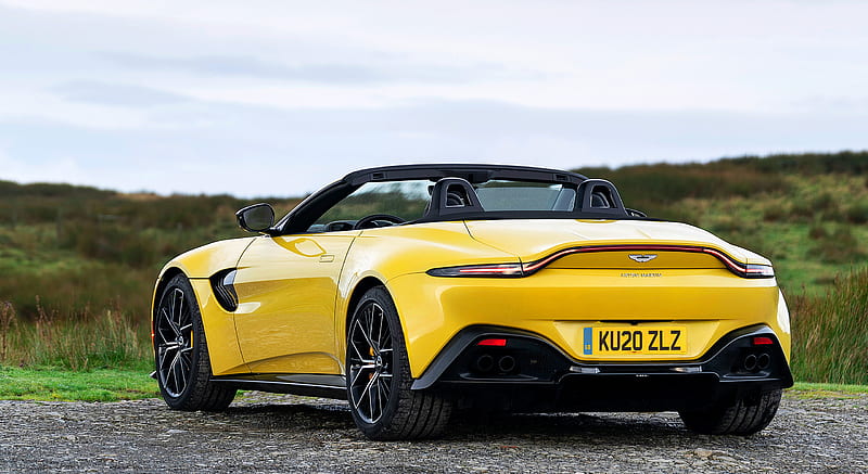 2021 Aston Martin Vantage Roadster (Color: Yellow Tang) - Rear Three-Quarter , car, HD wallpaper