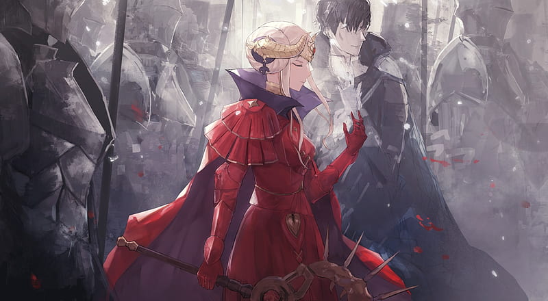 edelgard von hresvelgr, horns, cape, red armor, knights, Anime, HD wallpaper