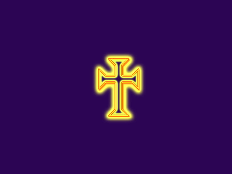 Gold Cross, christ, church, jesus, purple, religion, HD wallpaper