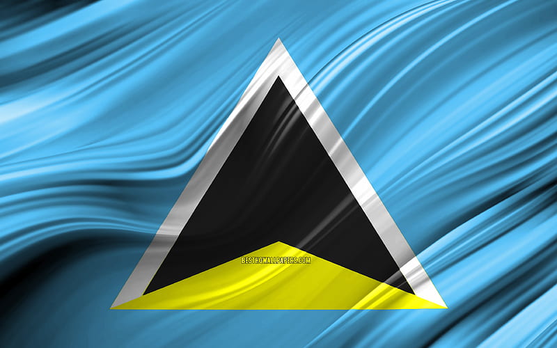 Saint Lucia flag, North American countries, 3D waves, Flag of Saint Lucia, national symbols, Saint Lucia 3D flag, art, North America, Saint Lucia, HD wallpaper