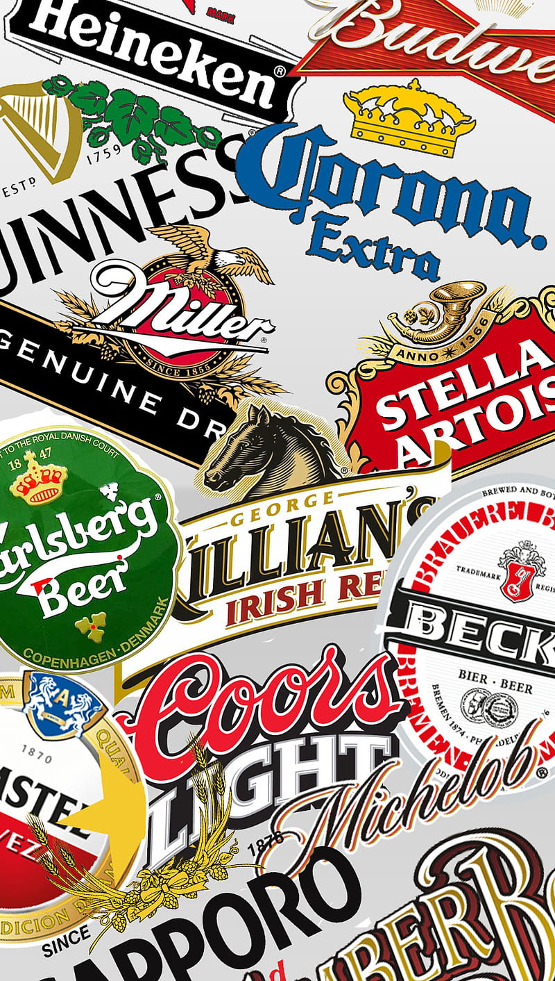 beer logos, alcohol, beers, collage, fun, HD phone wallpaper