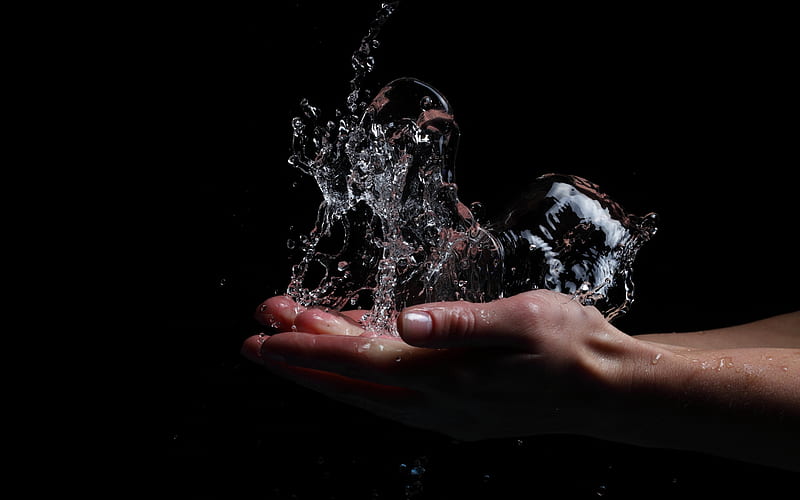 H2o SPLASH, hand, splash, water, HD wallpaper