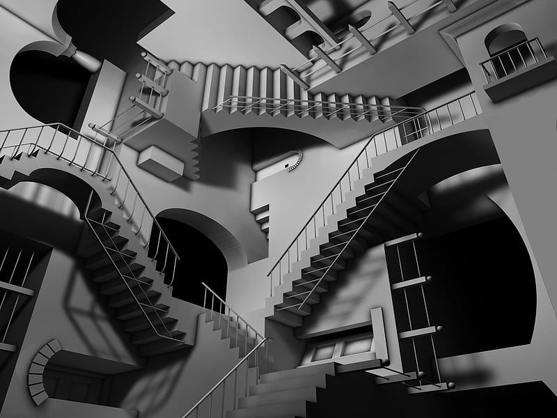 Escher Black And White Stairs Entrys Archs Hd Wallpaper Peakpx