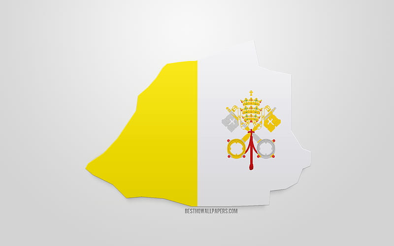 3d flag of Vatican City, map silhouette of Vatican City, 3d art, Vatican City 3d flag, Europe, Vatican City, geography, Vatican 3d silhouette, HD wallpaper