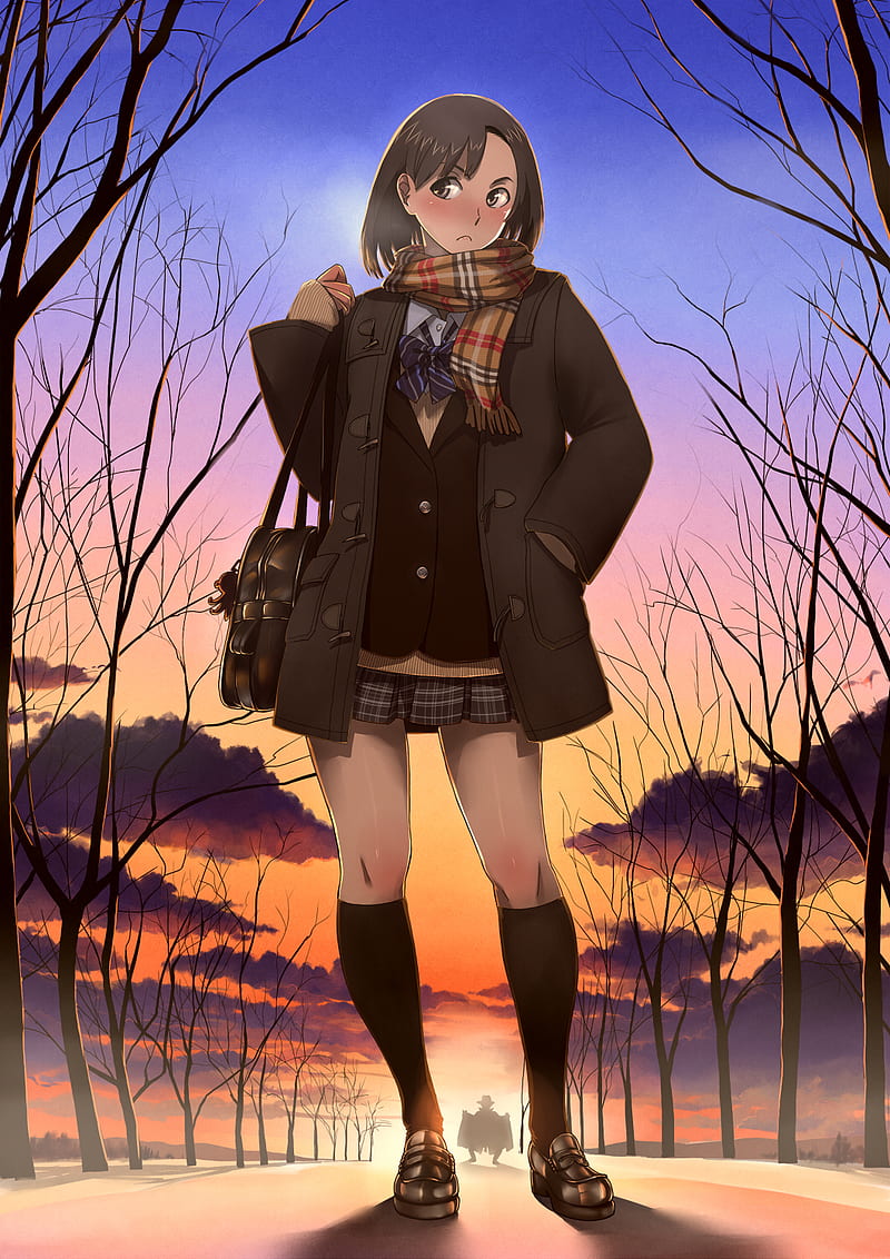 school uniform, dawn, anime girls, anime, legs, outdoors, HD phone wallpaper