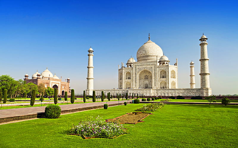Taj Mahal mausoleum mosque, indian landmarks, Agra, India, Asia, HD wallpaper