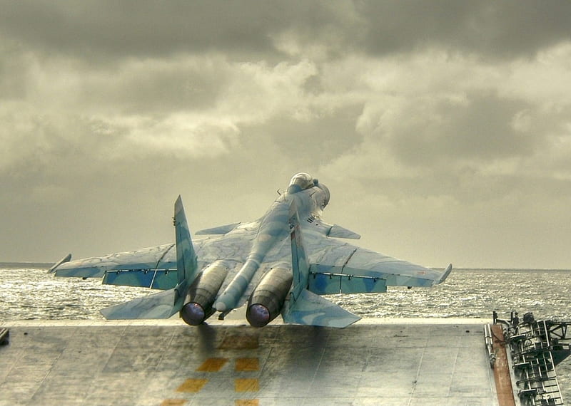Su-33 take off, aircraft, plane, 33, russia, sukhoi, military, jet, navy, HD wallpaper