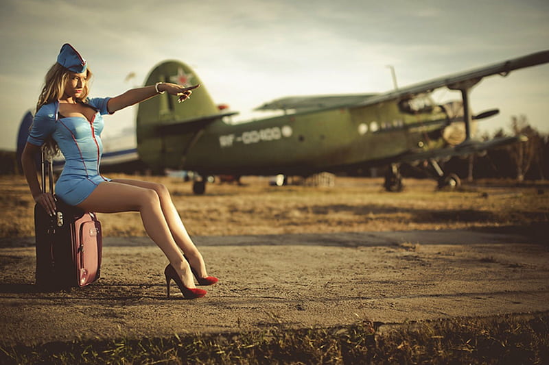 Sexy Model With Airplane Telegraph