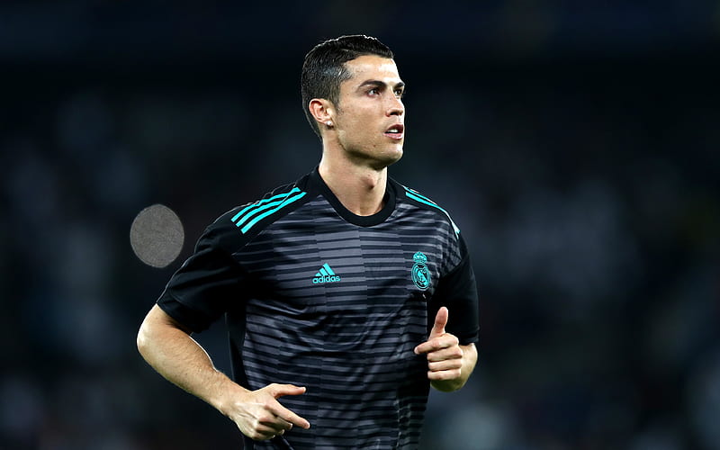 Cristiano Ronaldo, CR7, Portuguese footballer Real Madrid, black uniform, Spain, La Liga, football, HD wallpaper