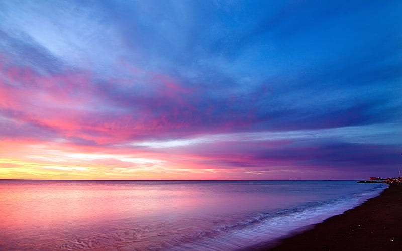 Sunset Malaga 2021 Coast Beach, HD wallpaper