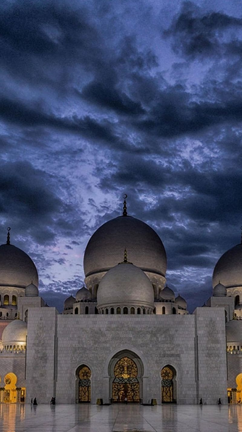 Islamic , Mosque, Dark Clouds Background, HD phone wallpaper