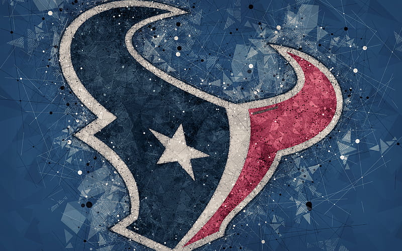 Houston Texans logo, geometric art, american football club, creative art, blue abstract background, NFL, Houston, Texas, USA, American Football Conference, National Football League, HD wallpaper