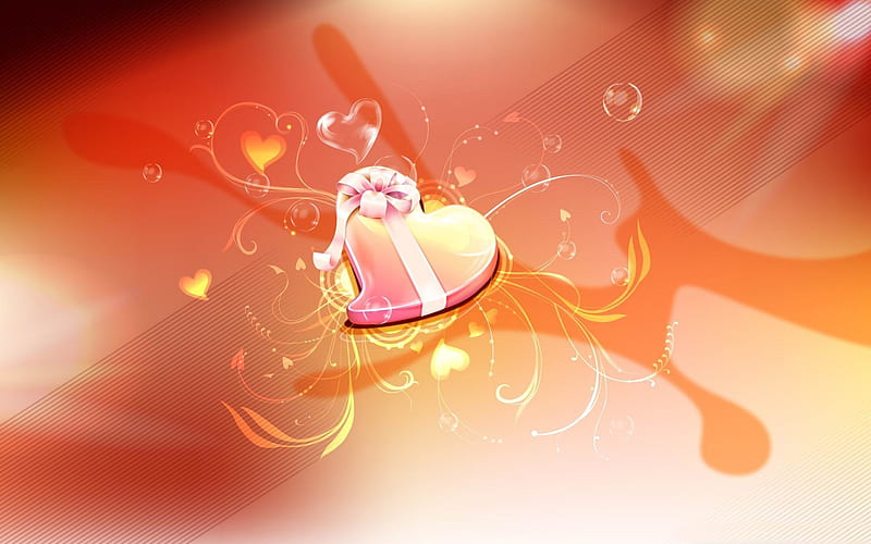 heart gift-Happy Valentines Day theme, HD wallpaper