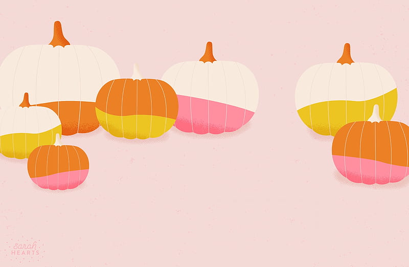 Pumpkins, pattern, orange, pumpkin, yellow, paper, october, pink, card, texture, HD wallpaper