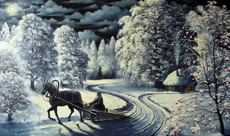 https://w0.peakpx.com/wallpaper/477/198/HD-wallpaper-winter-sleighride-sleigh-trees-horse-sky-clouds-artwork-snow-painting-evening.jpg