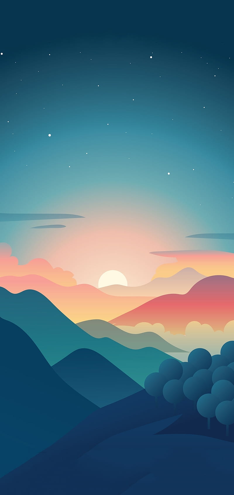 3840x2400 Download Nature Sunset Simple Minimal Illustration 1440x2560