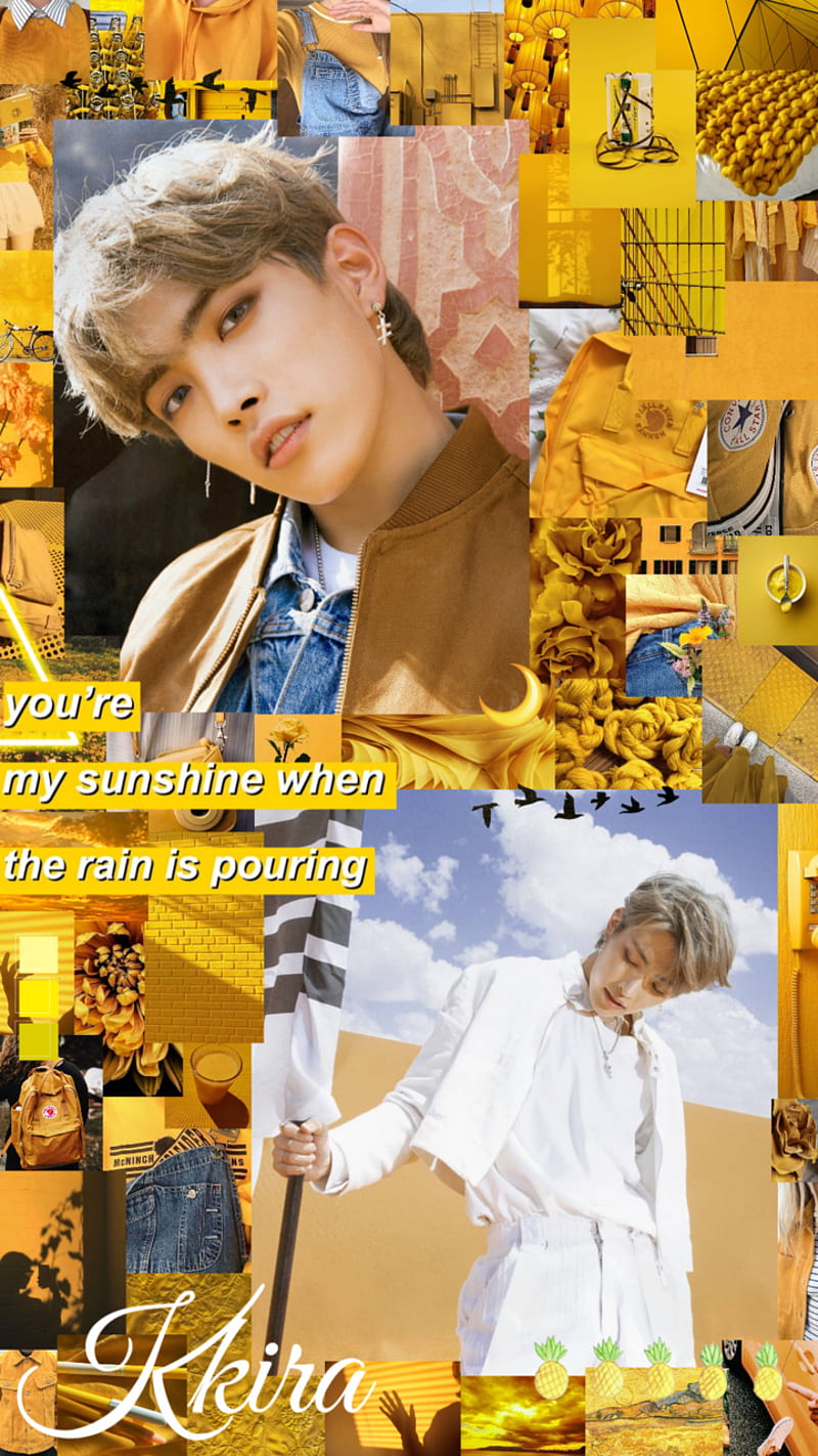 Hongjoong, aesthetic, ateez, kpop, yellow, HD phone wallpaper