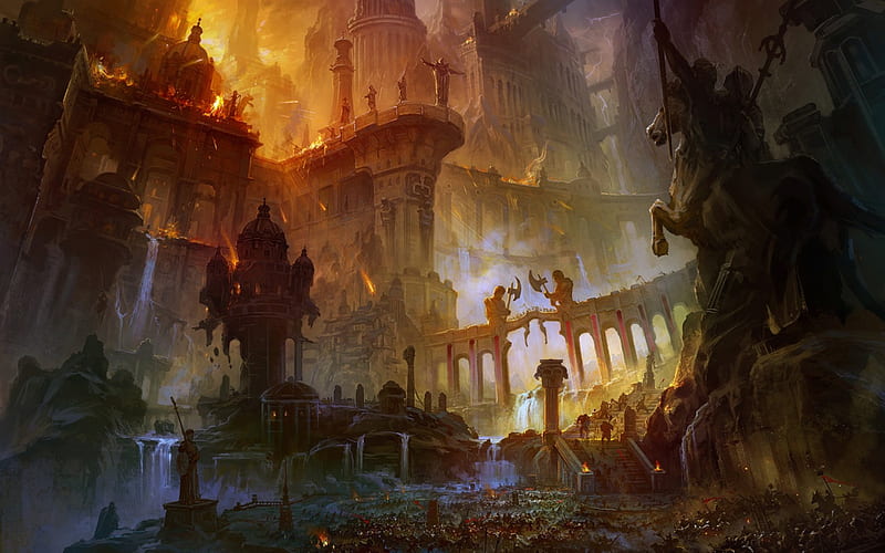 1080P free download | Fantasy world, world, art, fantasy, orange, dark ...