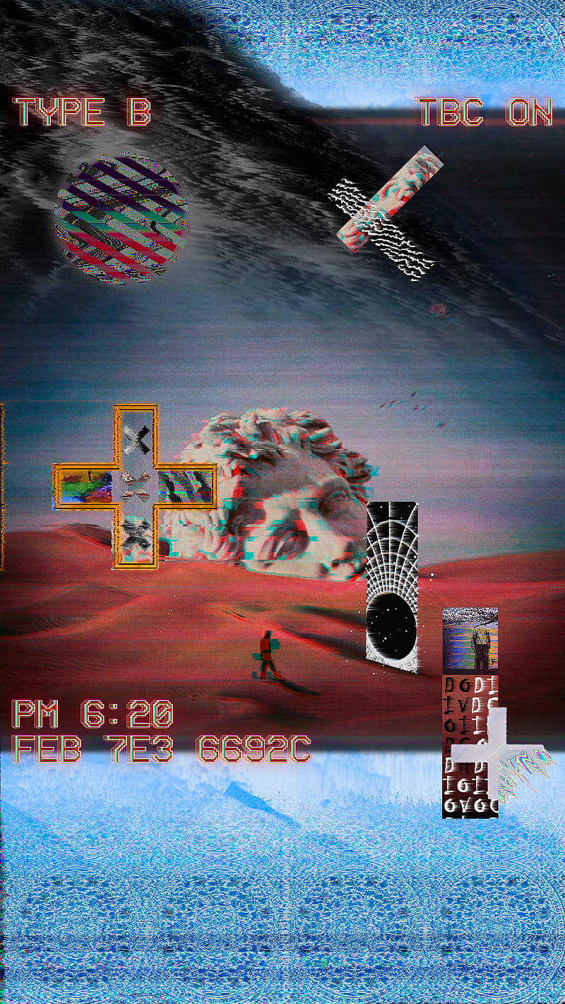 desert, geometry, Portals, Retrowave, sculpture, glitch art, Portal, HD phone wallpaper