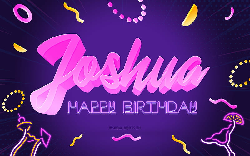 Happy Birtay Joshua Purple Party Background, Joshua, creative art, Happy Joshua birtay, Joshua name, Joshua Birtay, Birtay Party Background, HD wallpaper