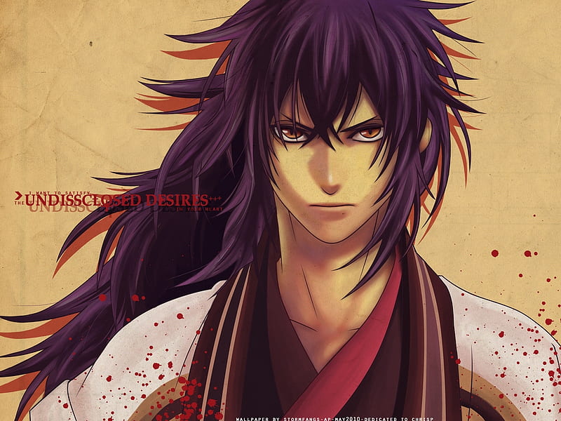Hakuouki Shinsengumi Kitan, male, saito, saitou, dexter, parody, cool, samurai, purple, sadistic, hajime, HD wallpaper