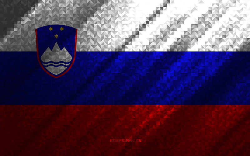 Flag of Slovenia, multicolored abstraction, Slovenia mosaic flag, Slovenia, mosaic art, Slovenia flag, HD wallpaper