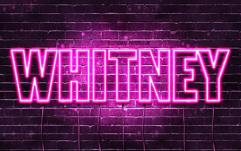 Whitney with names, female names, Whitney name, purple neon lights, Happy Birtay Whitney, with Whitney name, HD wallpaper