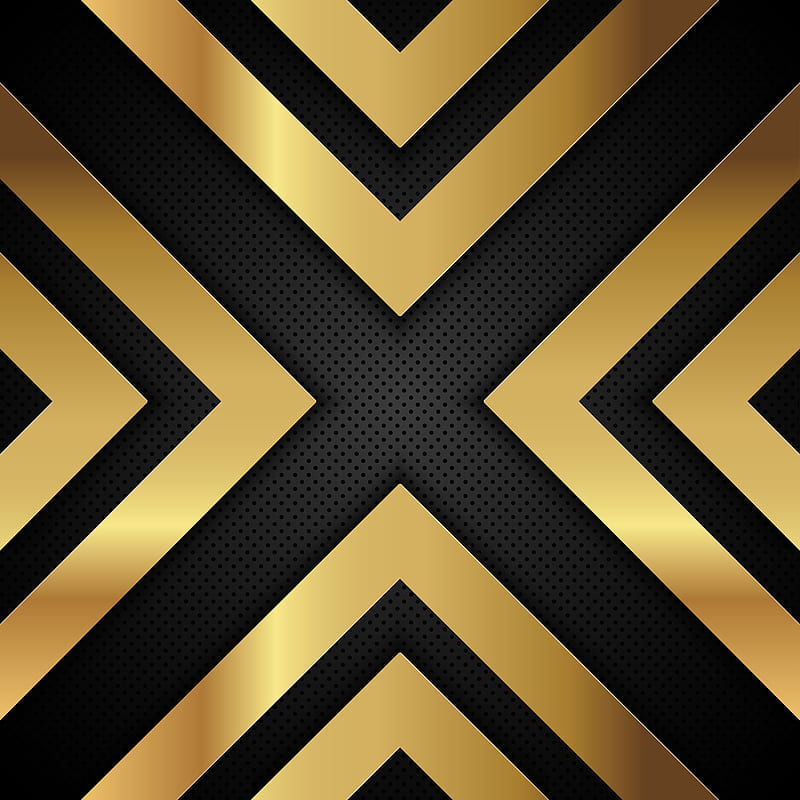 gold, arrow, linii, metal, metallic, perforated, shapes, HD phone wallpaper