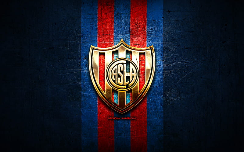 San Lorenzo FC, golden logo, Argentine Primera Division, blue metal
