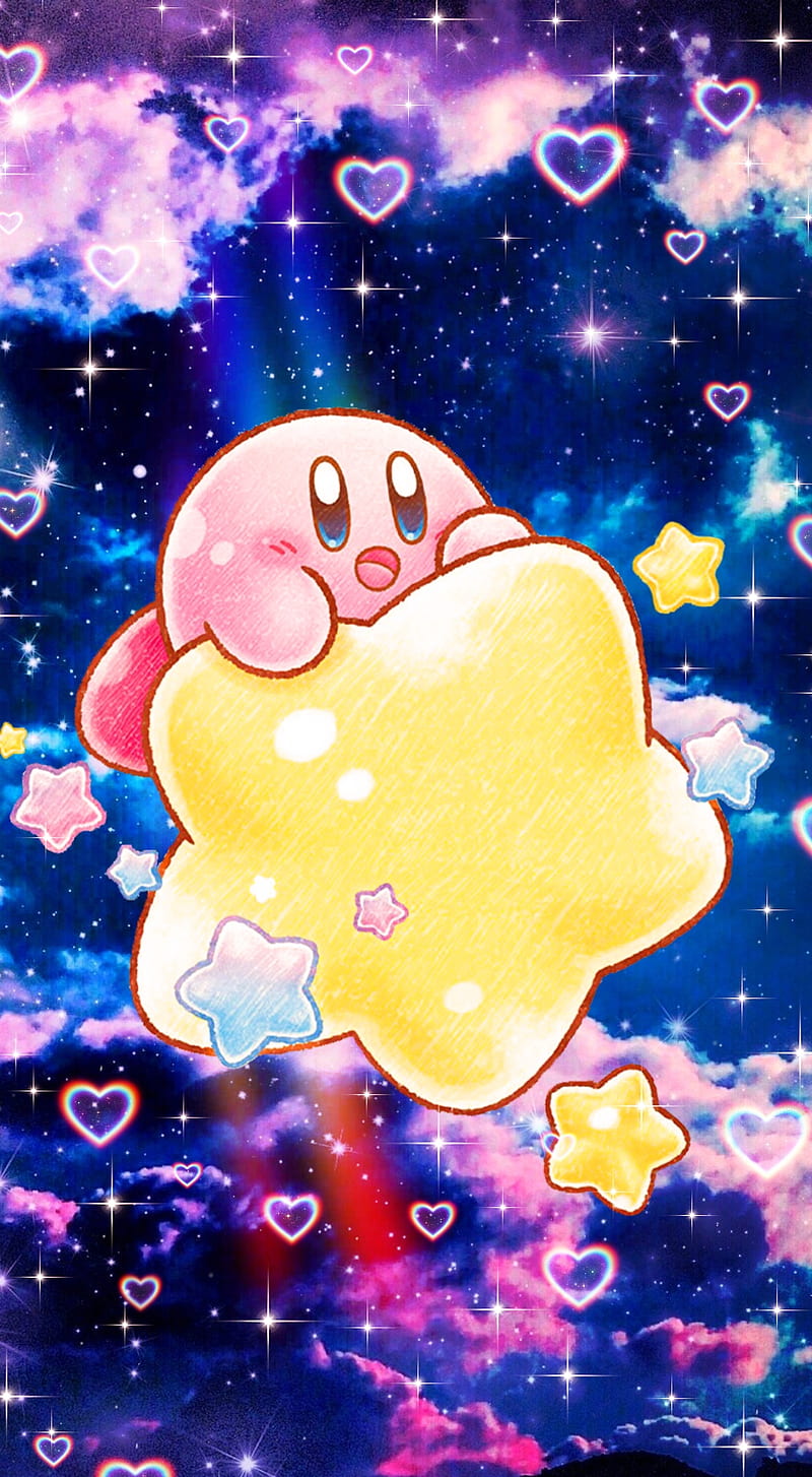 Neon Light Kirby iPhone Android Wallpaper Digital Download 