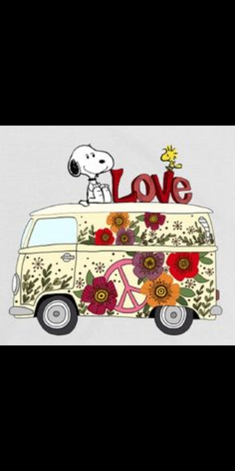 Snoopy love, bird, bus, dog, hippie, love, snoopy, van, volkswagon, vw, woodstock, HD phone wallpaper