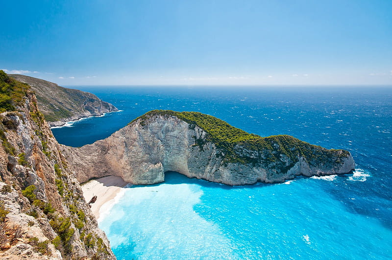 ZAKYNTHOS, beach, Greece, shipwreck, Ionian, island, sea, blue, HD wallpaper