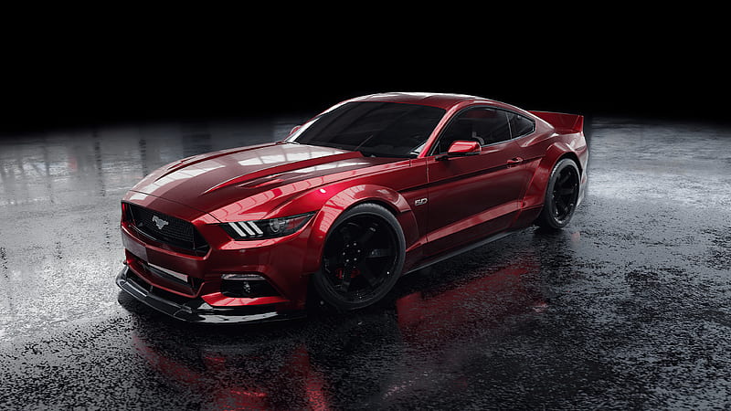 Red Ford Mustang , ford-mustang, carros, behance, HD wallpaper